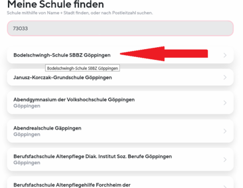 Schule auswählen